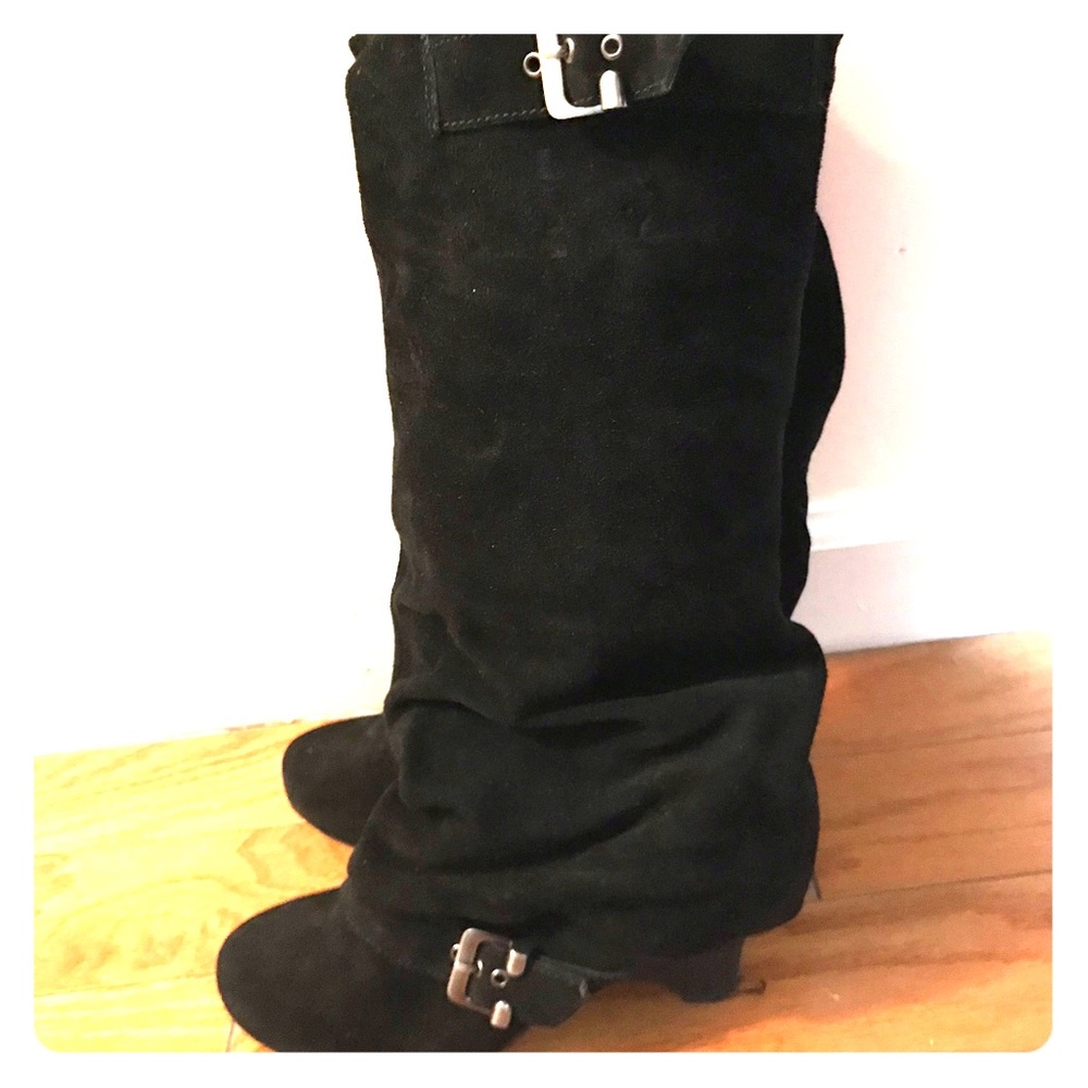 Great quality leather heel boot black used size 7